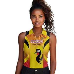 Custom Uganda Cricket Women Sleeveless Polo Shirt Go Champions - African Pride