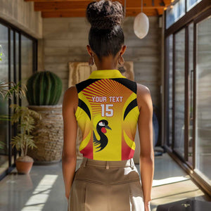 Custom Uganda Cricket Women Sleeveless Polo Shirt Go Champions - African Pride