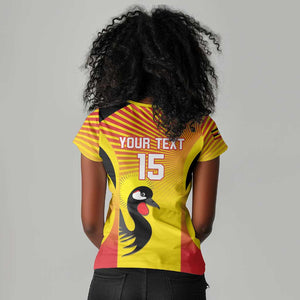 Custom Uganda Cricket Women V-Neck T-Shirt Go Champions - African Pride