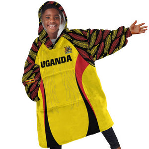 Custom Uganda Cricket Kid Wearable Blanket Hoodie Come On Cricket Cranes - African Pride
