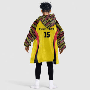 Custom Uganda Cricket Kid Wearable Blanket Hoodie Come On Cricket Cranes - African Pride