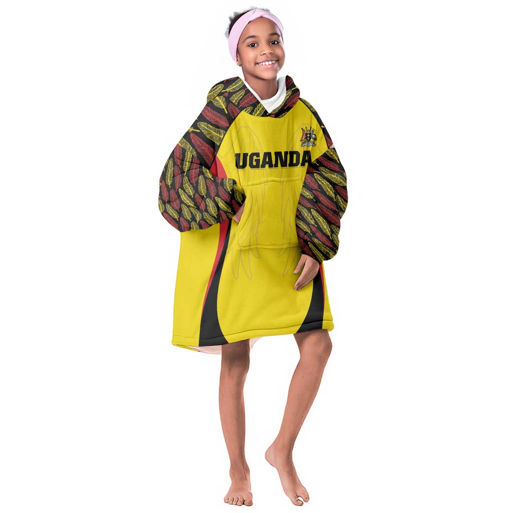 Custom Uganda Cricket Kid Wearable Blanket Hoodie Come On Cricket Cranes - African Pride