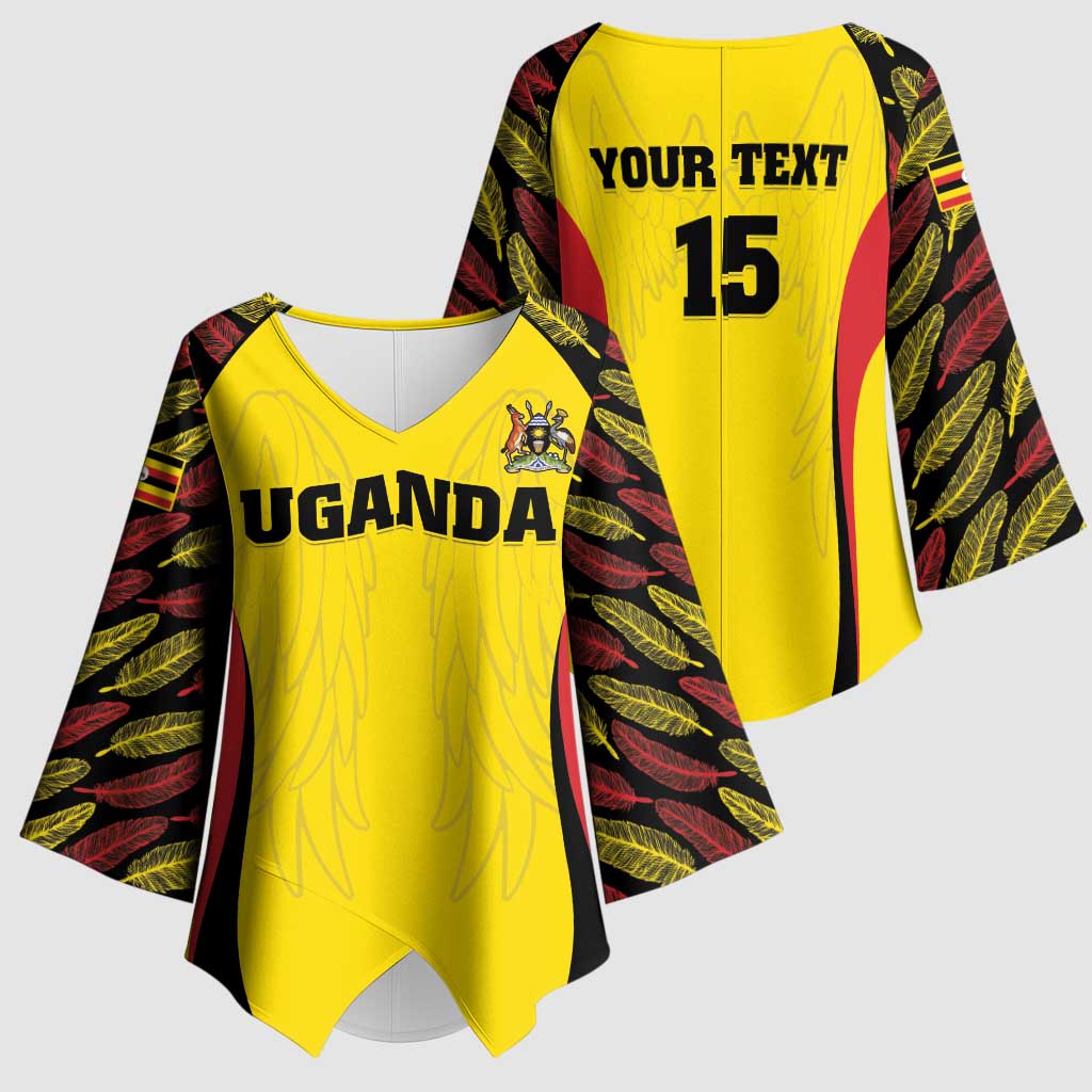 Custom Uganda Cricket Kimono Sleeve Blouse Go Cricket Cranes