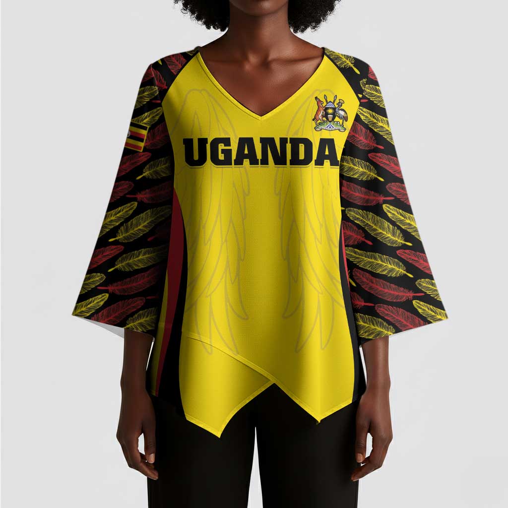 Custom Uganda Cricket Kimono Sleeve Blouse Go Cricket Cranes