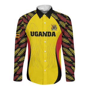Custom Uganda Cricket Long Sleeve Button Shirt Come On Cricket Cranes - African Pride