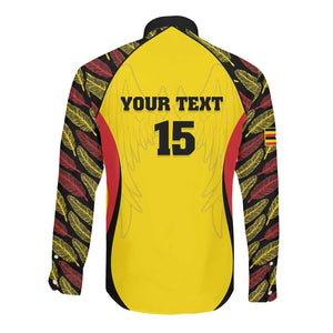 Custom Uganda Cricket Long Sleeve Button Shirt Come On Cricket Cranes - African Pride