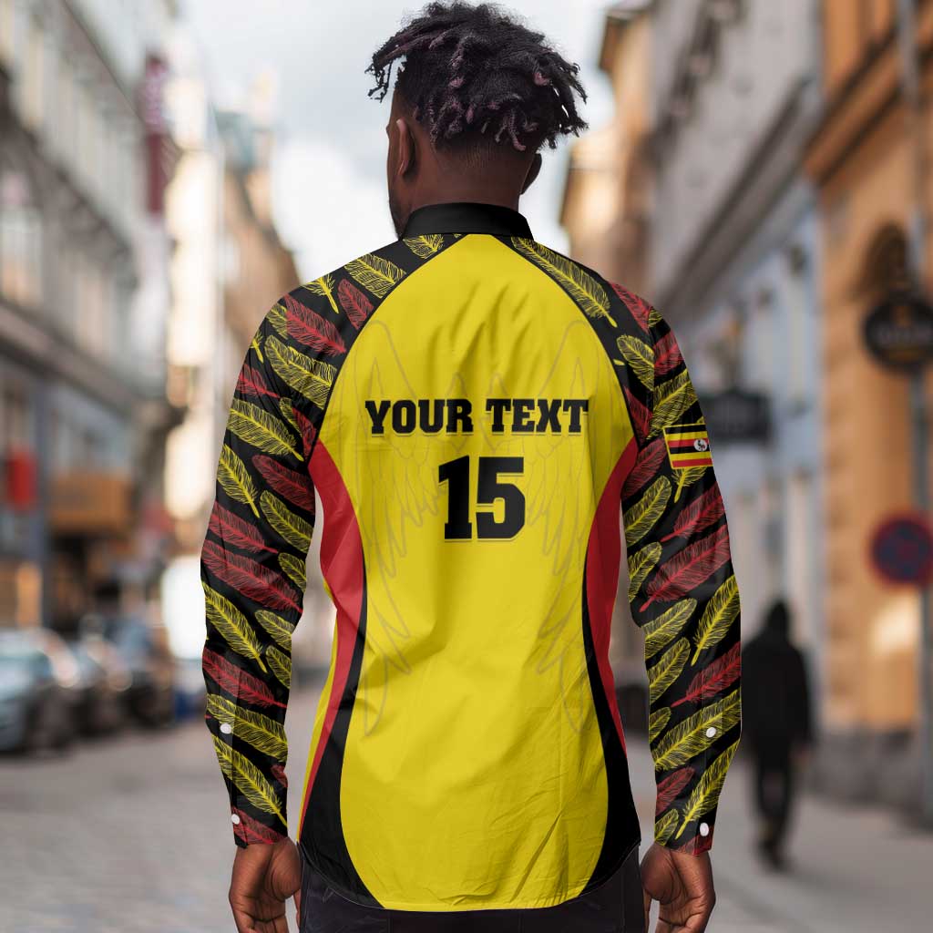 Custom Uganda Cricket Long Sleeve Button Shirt Come On Cricket Cranes - African Pride