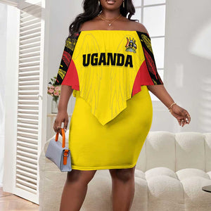 Custom Uganda Cricket Off Shoulder Short Dress Come On Cricket Cranes - African Pride