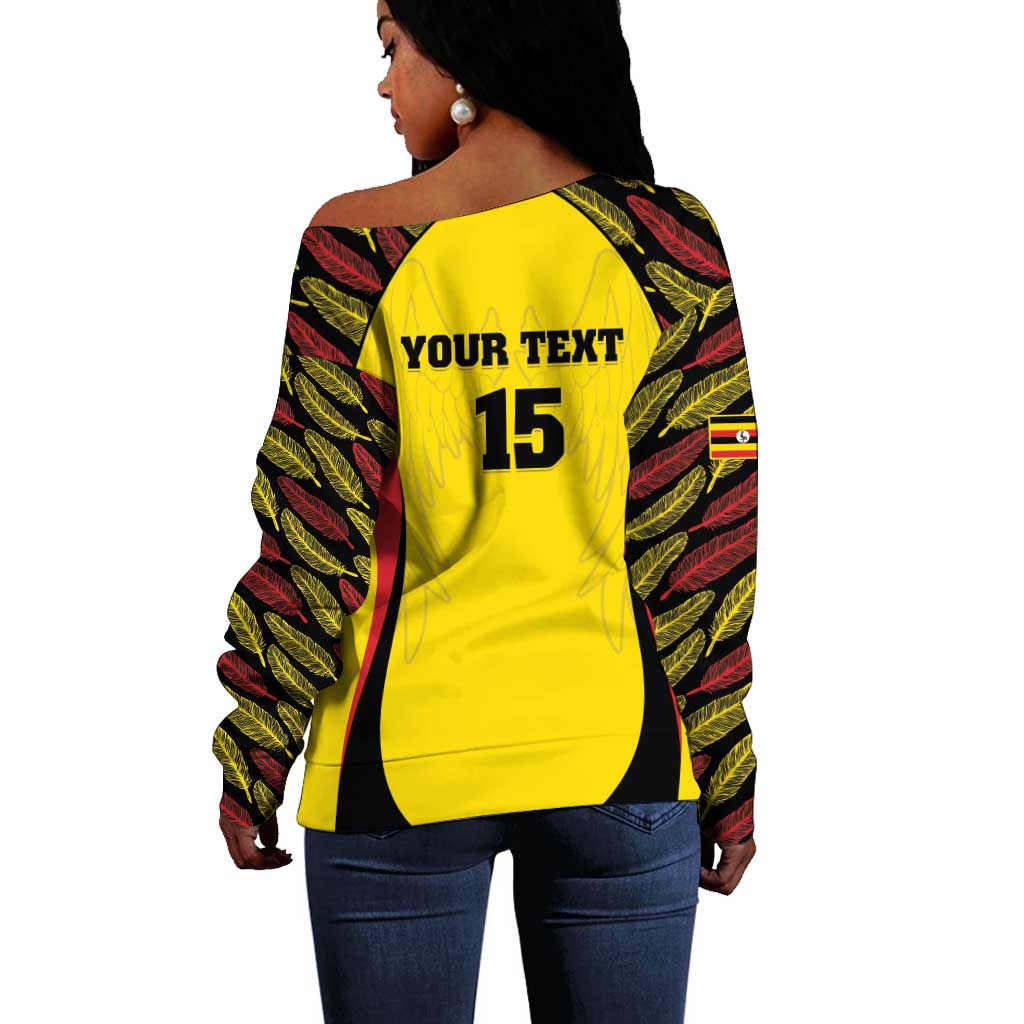 Custom Uganda Cricket Off Shoulder Sweater Come On Cricket Cranes - African Pride