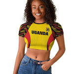 Custom Uganda Cricket Raglan Cropped T shirt Come On Cricket Cranes - African Pride