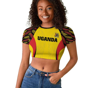 Custom Uganda Cricket Raglan Cropped T shirt Come On Cricket Cranes - African Pride