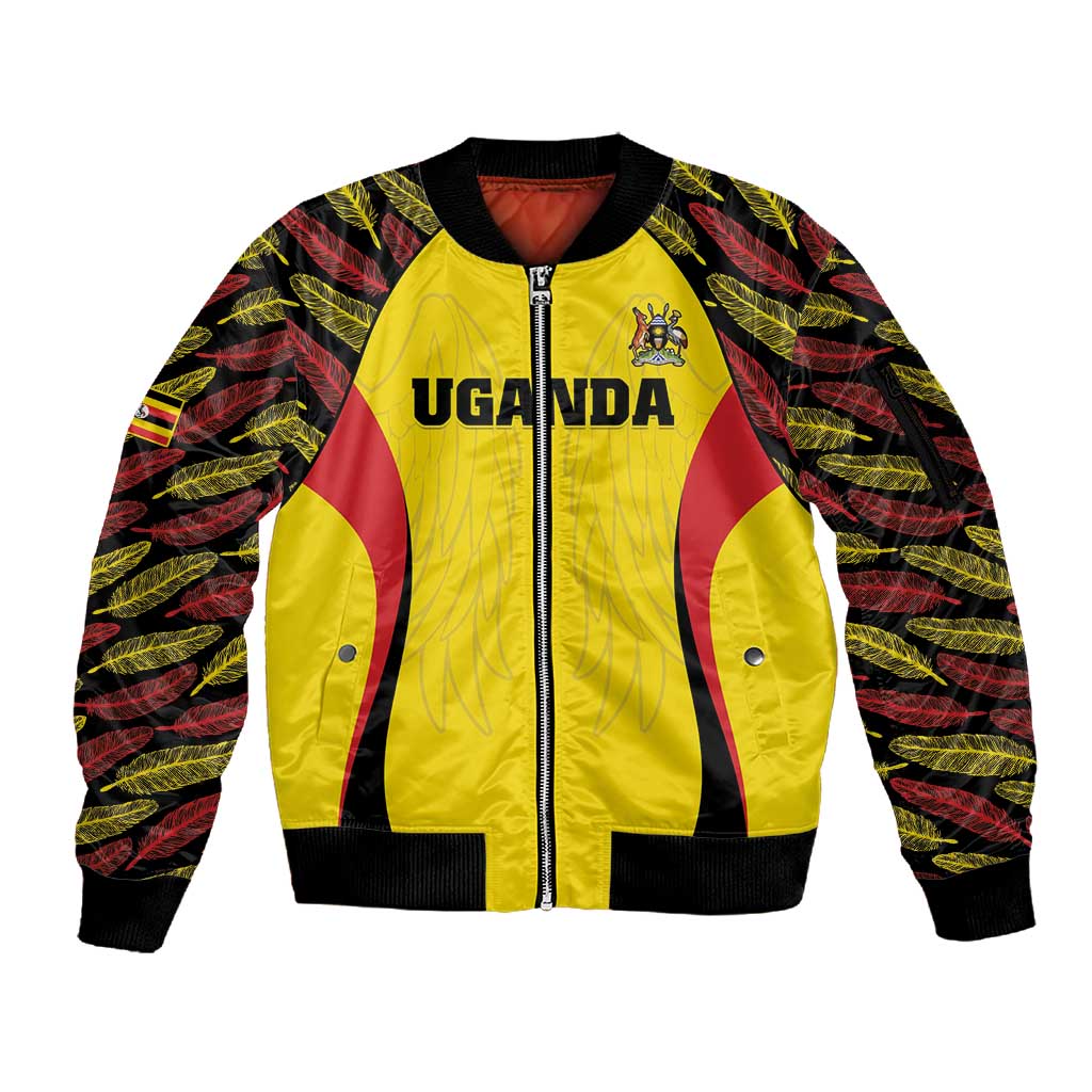 Custom Uganda Cricket Sleeve Zip Bomber Jacket Come On Cricket Cranes - African Pride