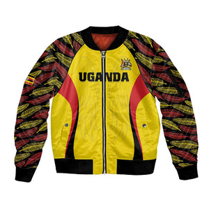 Custom Uganda Cricket Sleeve Zip Bomber Jacket Come On Cricket Cranes - African Pride