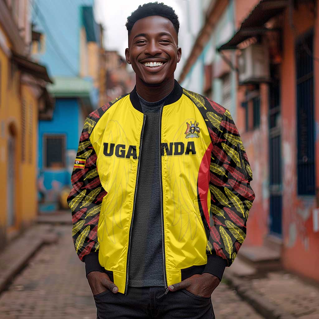 Custom Uganda Cricket Sleeve Zip Bomber Jacket Come On Cricket Cranes - African Pride