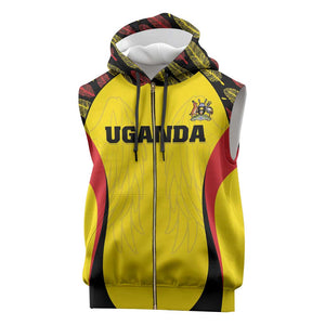 Custom Uganda Cricket Sleeveless Zip Hoodie Come On Cricket Cranes - African Pride