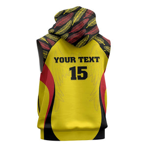 Custom Uganda Cricket Sleeveless Zip Hoodie Come On Cricket Cranes - African Pride