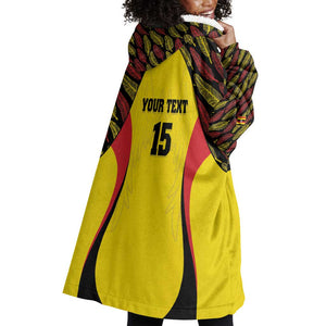 Custom Uganda Cricket Wearable Blanket Hoodie Come On Cricket Cranes - African Pride