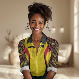 Custom Uganda Cricket Women Casual Shirt Come On Cricket Cranes - African Pride