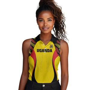 Custom Uganda Cricket Women Sleeveless Polo Shirt Come On Cricket Cranes - African Pride