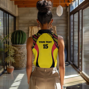 Custom Uganda Cricket Women Sleeveless Polo Shirt Come On Cricket Cranes - African Pride
