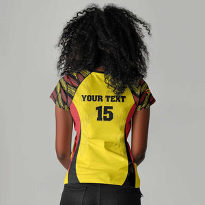 Custom Uganda Cricket Women V-Neck T-Shirt Come On Cricket Cranes - African Pride