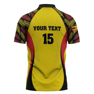Custom Uganda Cricket Zipper Polo Shirt Go Cricket Cranes