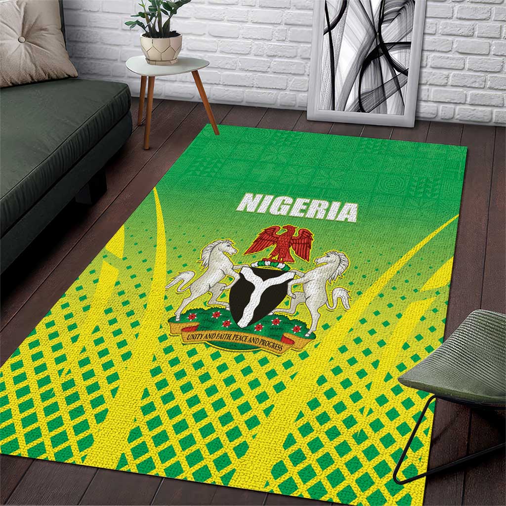 Nigeria Cricket Area Rug Go Yellow Greens - African Pride