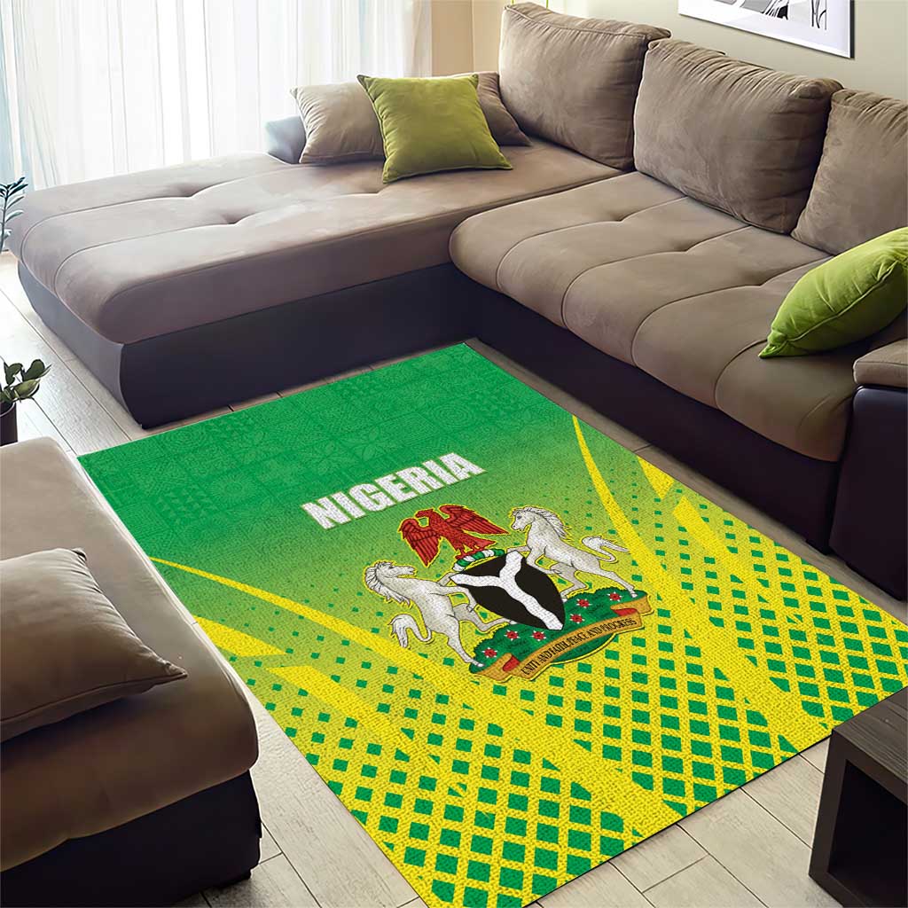 Nigeria Cricket Area Rug Go Yellow Greens - African Pride