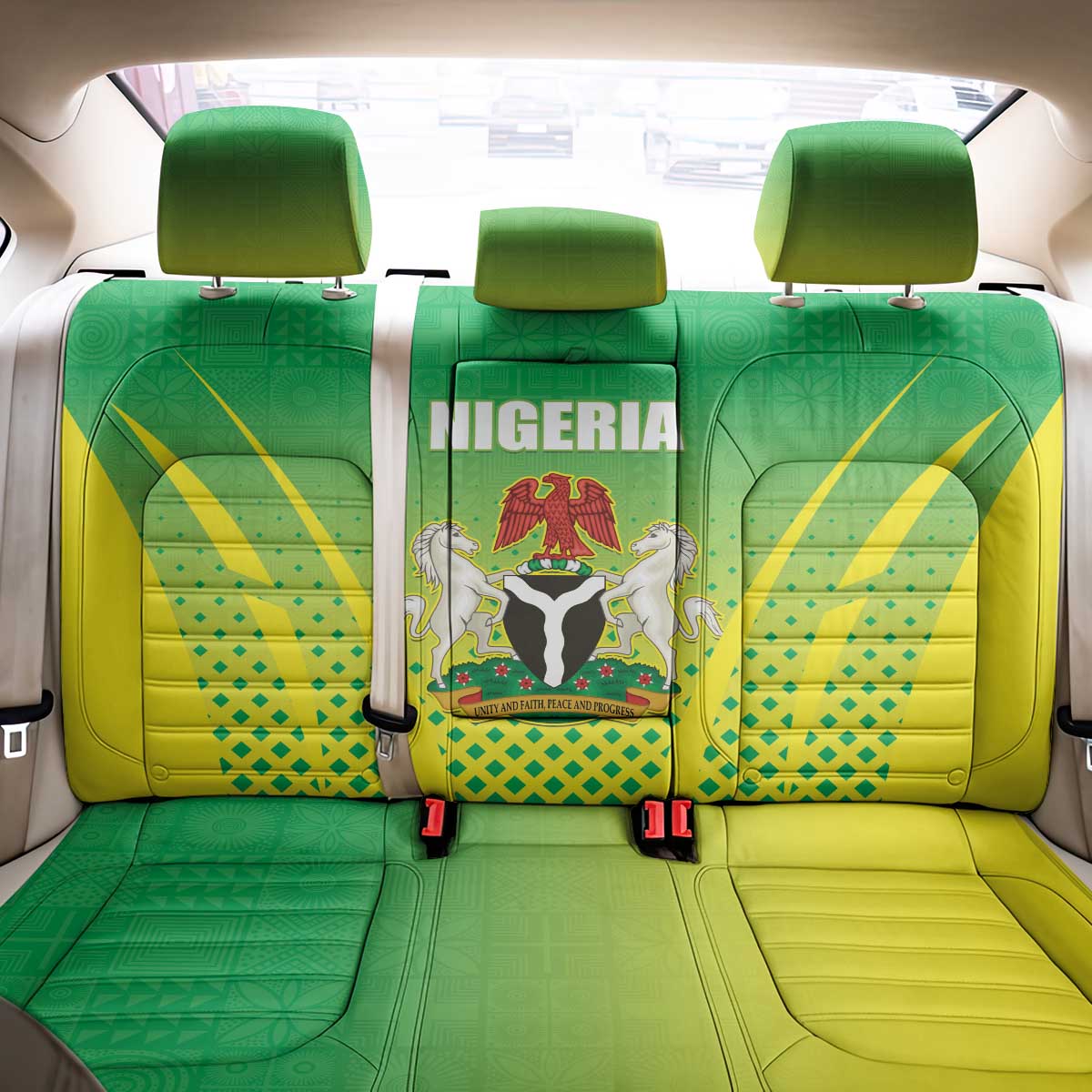 Nigeria Cricket Back Car Seat Cover Go Yellow Greens - African Pride
