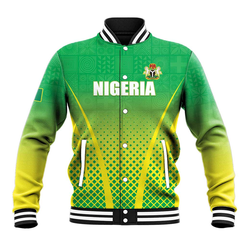 Custom Nigeria Cricket Baseball Jacket Go Yellow Greens - African Pride