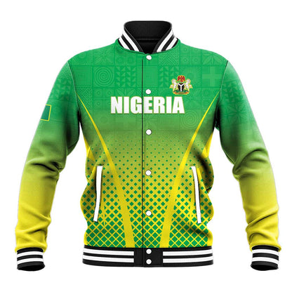 Custom Nigeria Cricket Baseball Jacket Go Yellow Greens - African Pride