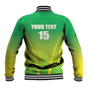 Custom Nigeria Cricket Baseball Jacket Go Yellow Greens - African Pride