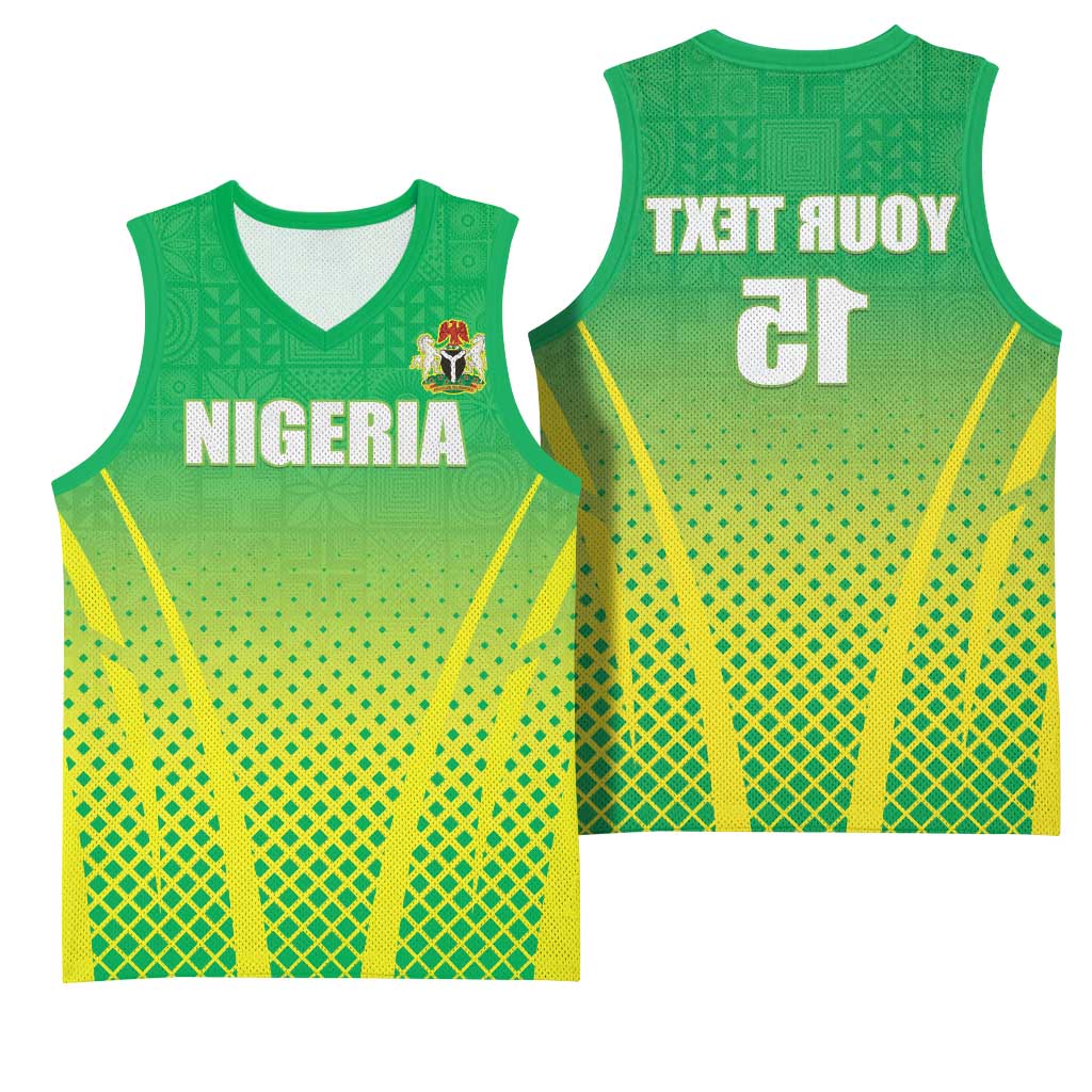 Custom Nigeria Cricket Basketball Jersey Go Yellow Greens - African Pride