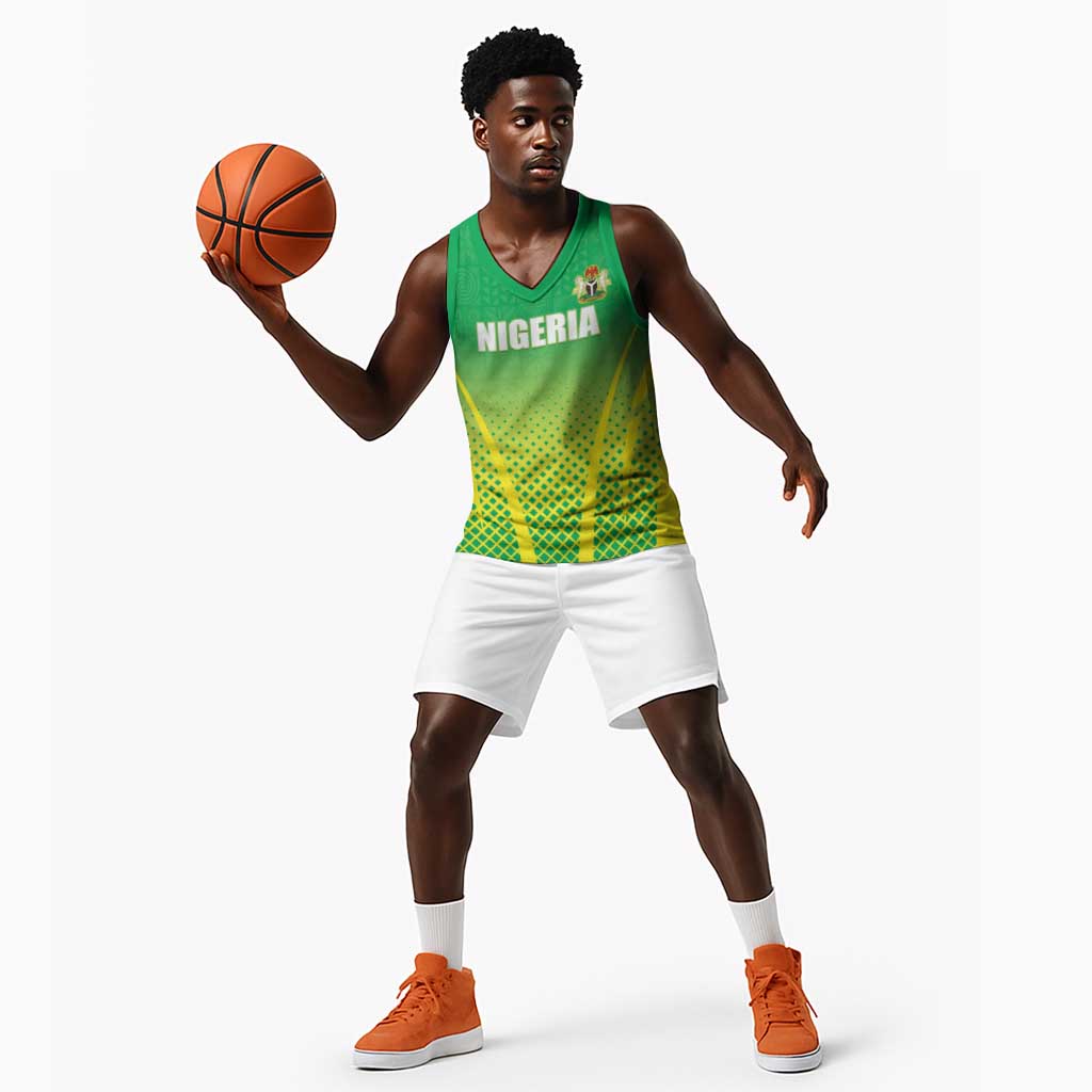 Custom Nigeria Cricket Basketball Jersey Go Yellow Greens - African Pride