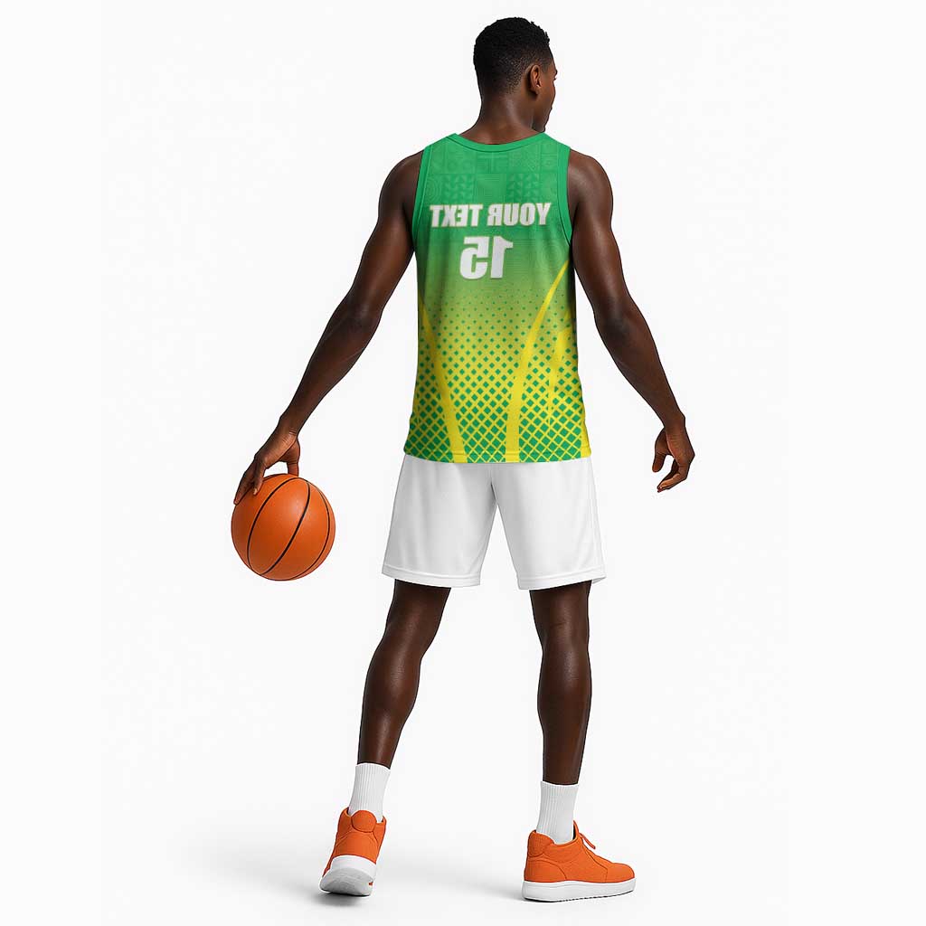 Custom Nigeria Cricket Basketball Jersey Go Yellow Greens - African Pride