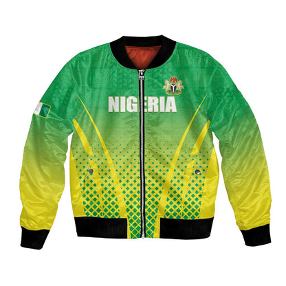 Custom Nigeria Cricket Bomber Jacket Go Yellow Greens - African Pride