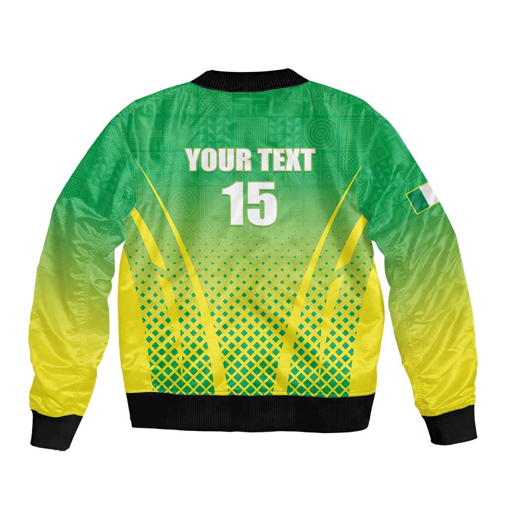 Custom Nigeria Cricket Bomber Jacket Go Yellow Greens - African Pride