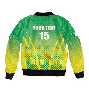 Custom Nigeria Cricket Bomber Jacket Go Yellow Greens - African Pride
