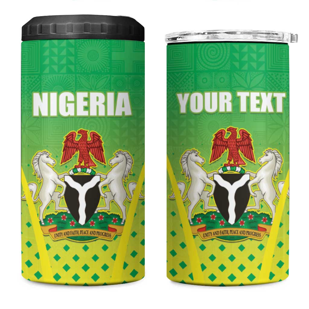 Custom Nigeria Cricket 4 in 1 Can Cooler Tumbler Go Yellow Greens - African Pride
