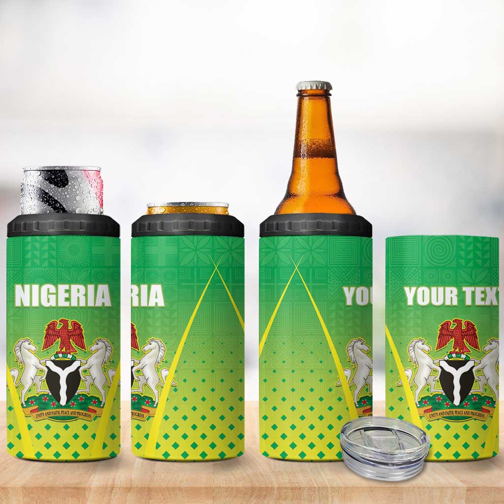 Custom Nigeria Cricket 4 in 1 Can Cooler Tumbler Go Yellow Greens - African Pride