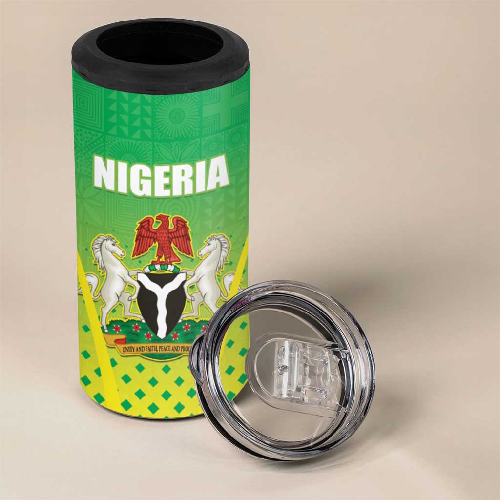 Custom Nigeria Cricket 4 in 1 Can Cooler Tumbler Go Yellow Greens - African Pride