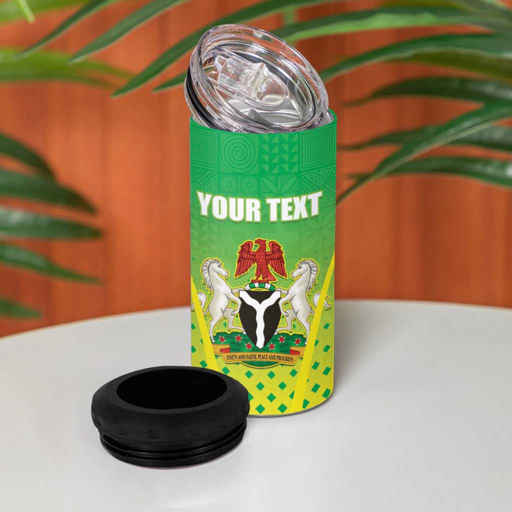 Custom Nigeria Cricket 4 in 1 Can Cooler Tumbler Go Yellow Greens - African Pride