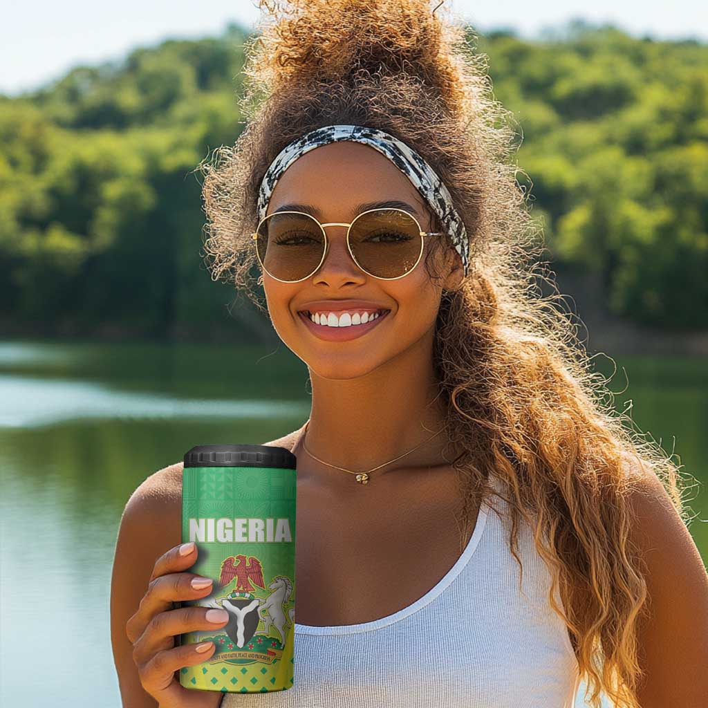 Custom Nigeria Cricket 4 in 1 Can Cooler Tumbler Go Yellow Greens - African Pride
