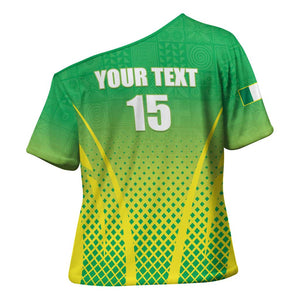 Custom Nigeria Cricket Cross Shoulder Shirt Come On Yellow Greens