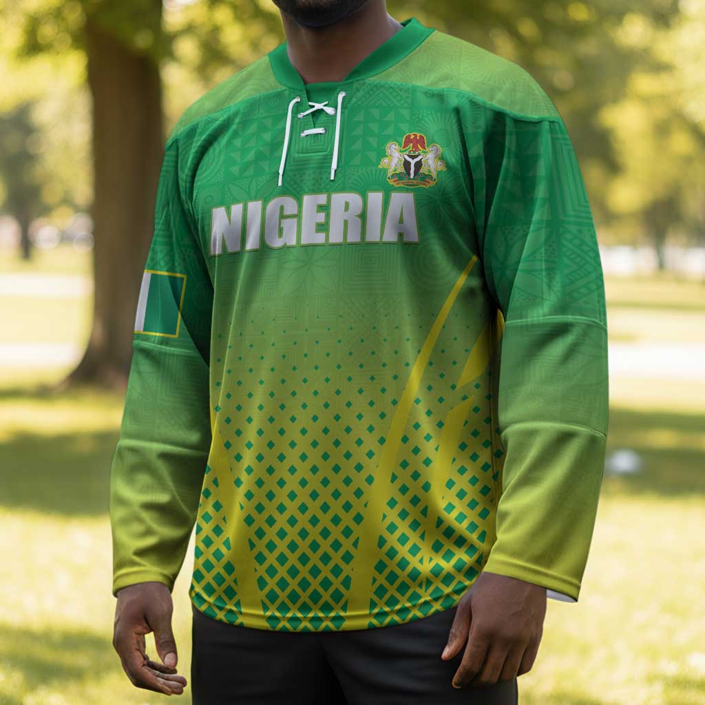 Custom Nigeria Cricket Hockey Jersey Come On Yellow Greens