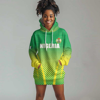 Custom Nigeria Cricket Hoodie Dress Go Yellow Greens - African Pride