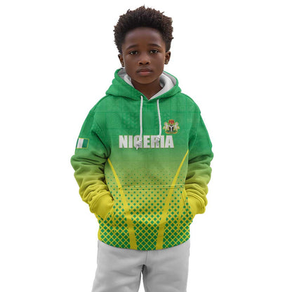 Custom Nigeria Cricket Kid Hoodie Go Yellow Greens - African Pride
