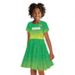 Custom Nigeria Cricket Kid Short Sleeve Dress Go Yellow Greens - African Pride