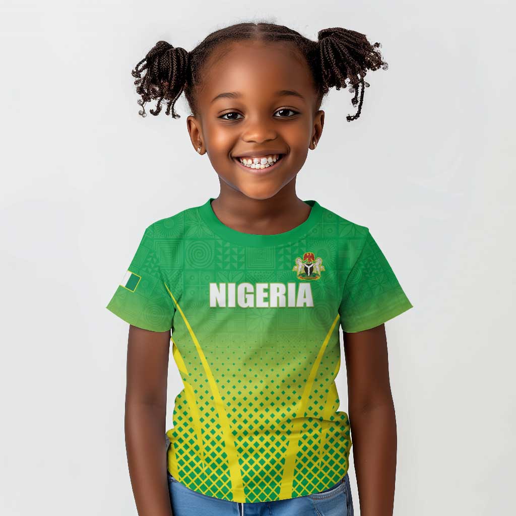 Custom Nigeria Cricket Kid T shirt Go Yellow Greens - African Pride