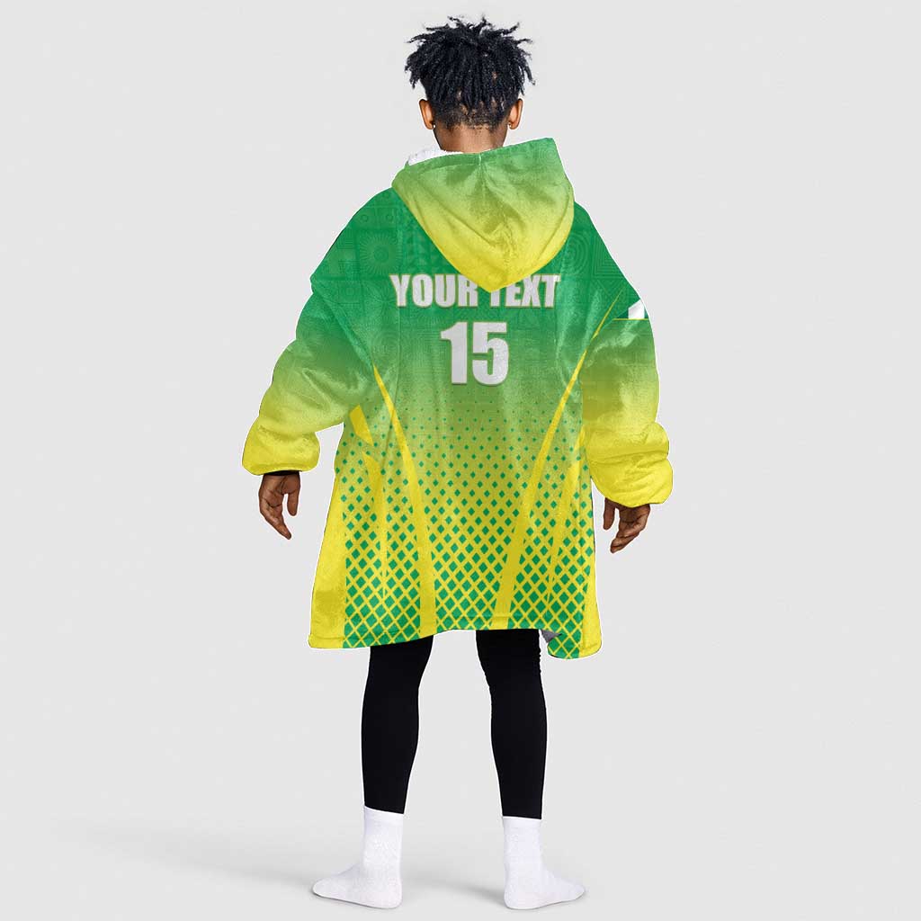 Custom Nigeria Cricket Kid Wearable Blanket Hoodie Go Yellow Greens - African Pride